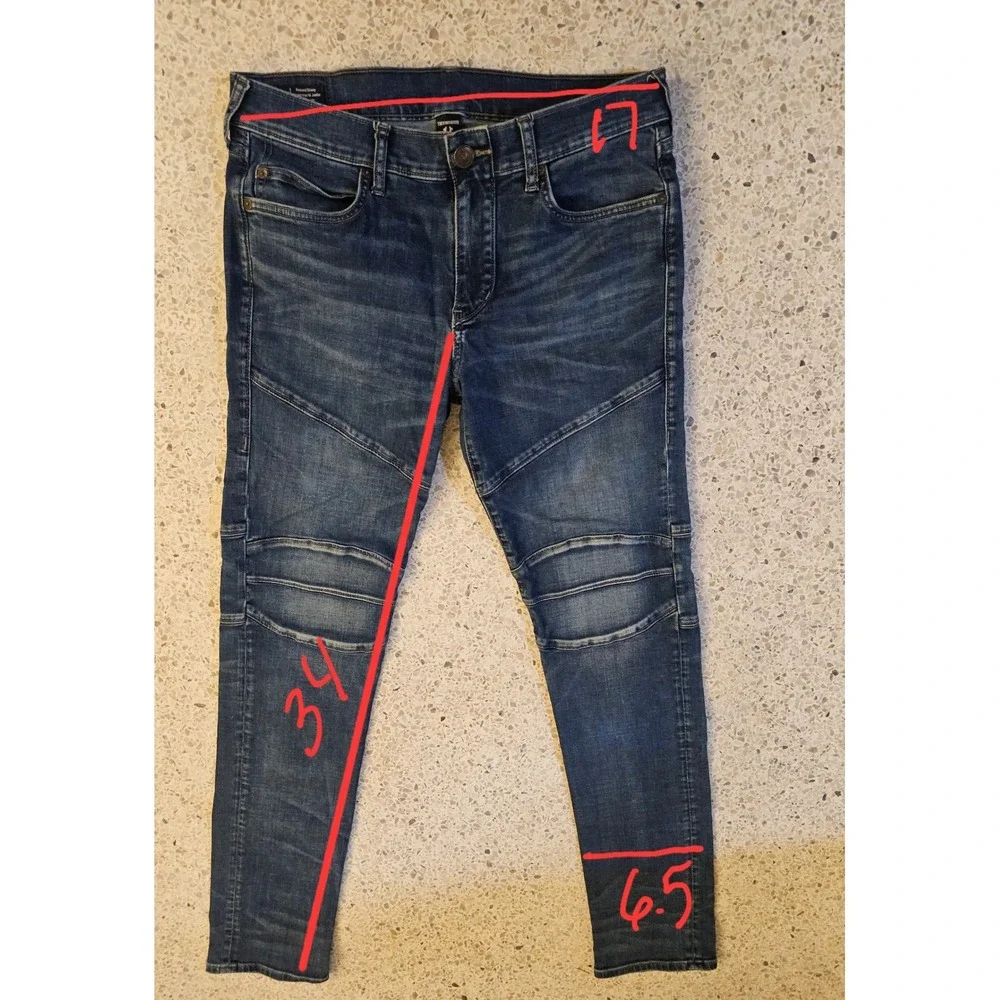True Religion Rocco Moto Rocker Jeans Men Dark‎ Wash Slim Fit Size 31